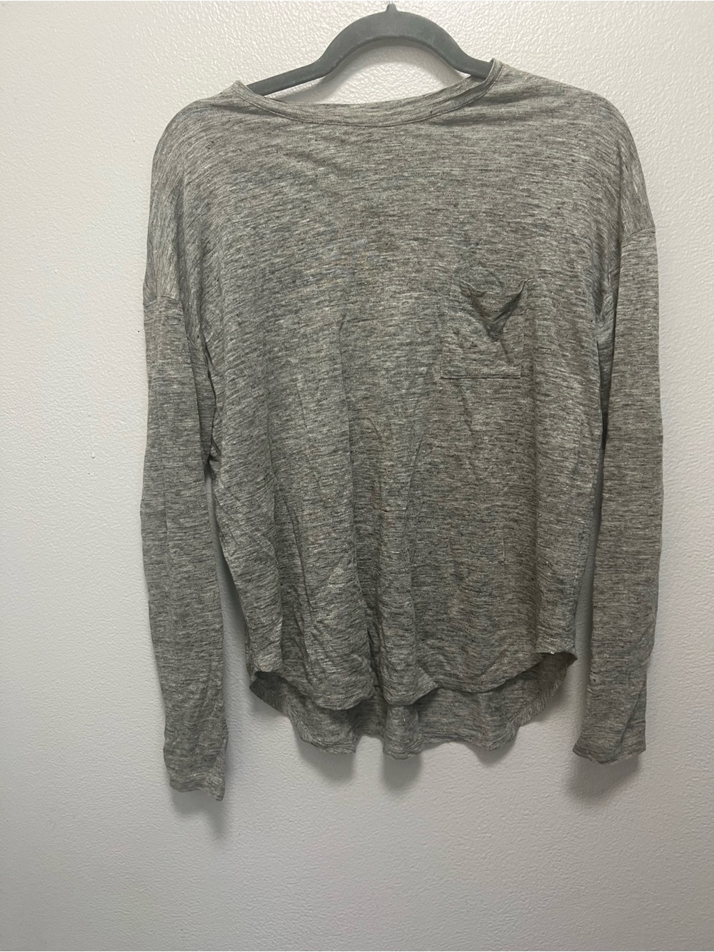 Vince linen slub Heathered Gray Crewneck Long Sleeve Tee